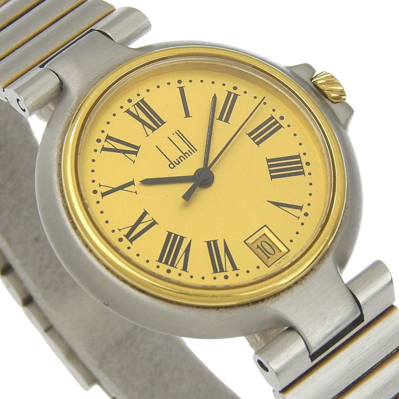 登喜路女士不鏽鋼石英模擬腕錶,金色錶盤-2