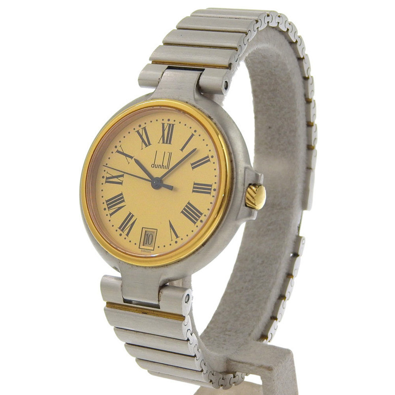 登喜路女士不鏽鋼石英模擬腕錶,金色錶盤-1