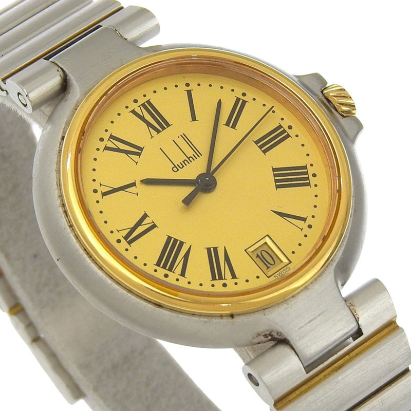 登喜路女士不鏽鋼石英模擬腕錶,金色錶盤-2