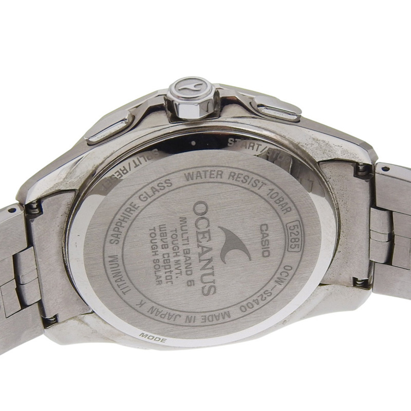 卡西歐 Oceanus Manta 腕錶 OCW-S2400 鈦金屬黑色太陽能電波計時錶盤 男士-6