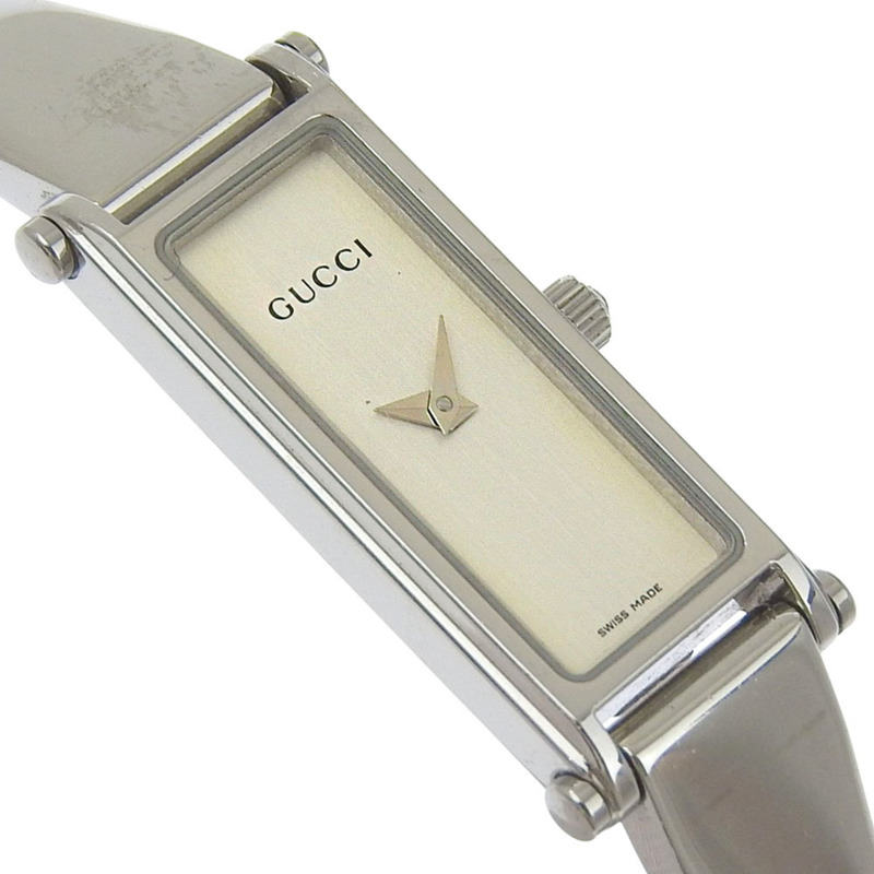 Gucci 1500L 女士不鏽鋼石英模擬腕錶,銀色錶盤-2