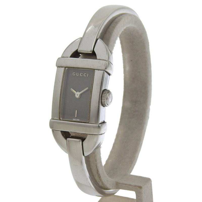 Gucci 6800L 不鏽鋼石英模擬腕錶，黑色錶盤，女款-1