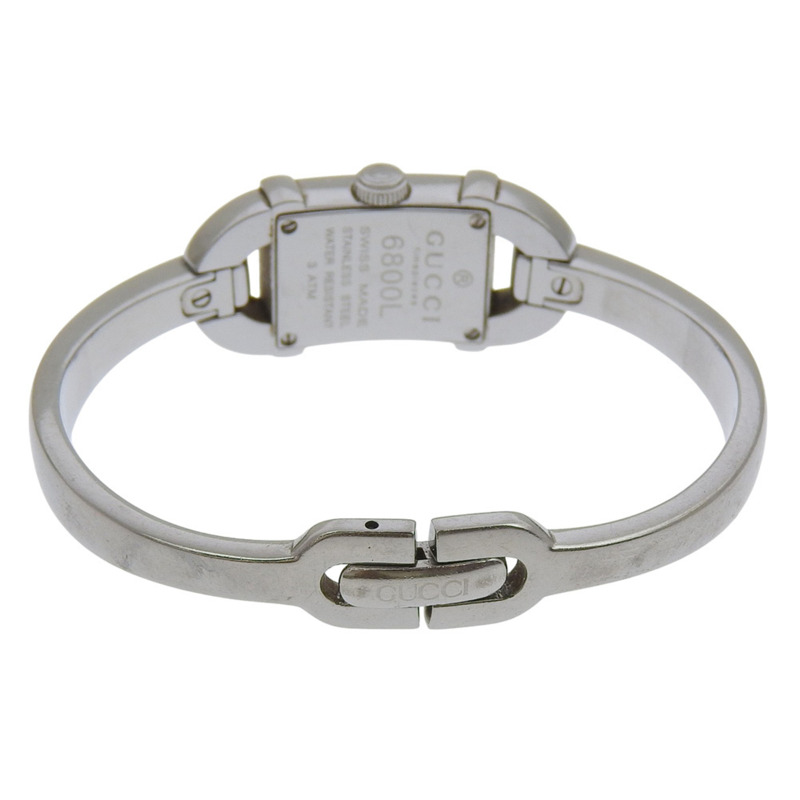 Gucci 6800L 不鏽鋼石英模擬腕錶，黑色錶盤，女款-3