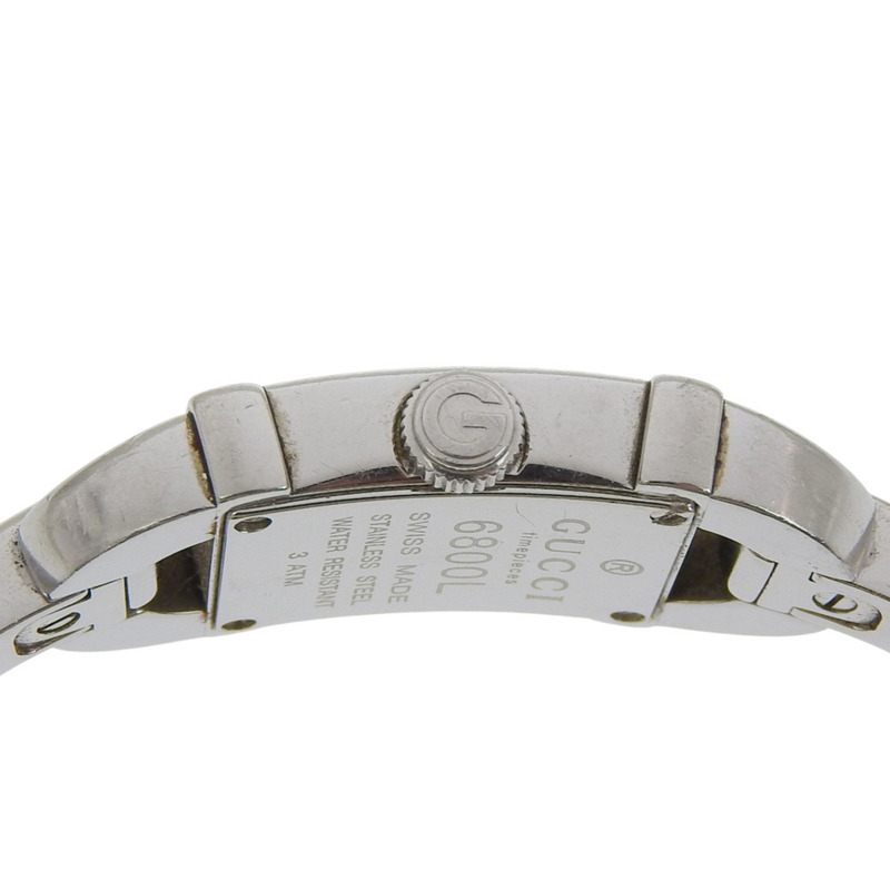 Gucci 6800L 不鏽鋼石英模擬腕錶，黑色錶盤，女款-4