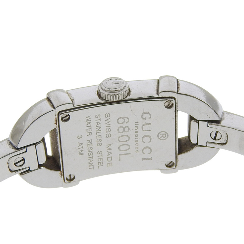 Gucci 6800L 不鏽鋼石英模擬腕錶，黑色錶盤，女款-5