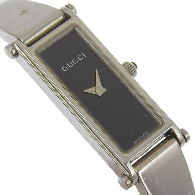 Gucci 1500L 女士不鏽鋼石英模擬腕錶,黑色錶盤-2