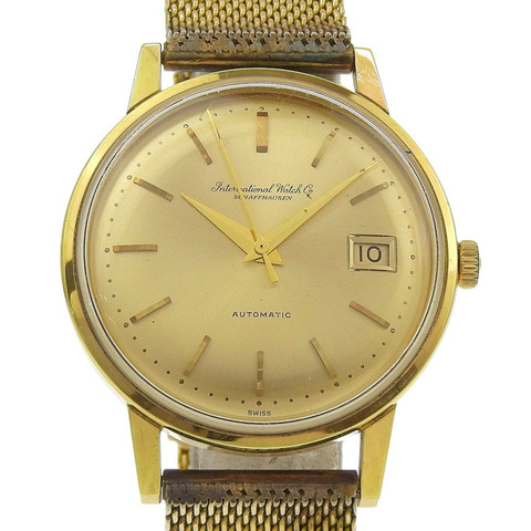 國際鐘錶公司 IWC 8541 型男士自動腕錶，鍍金模擬顯示，金色錶盤