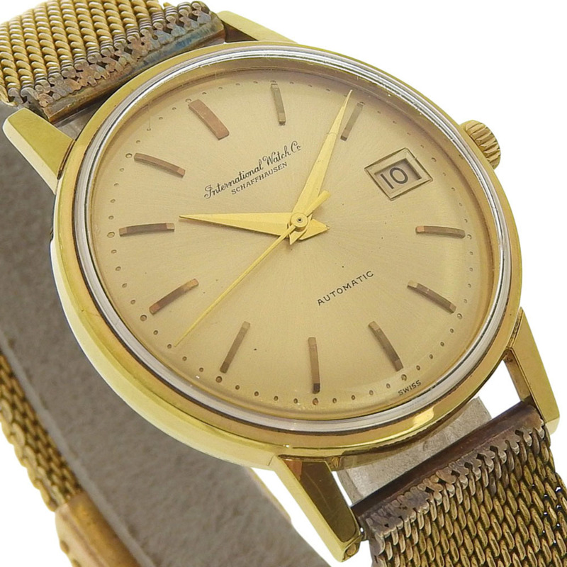 國際鐘錶公司 IWC 8541 型男士自動腕錶,鍍金模擬顯示,金色錶盤-2