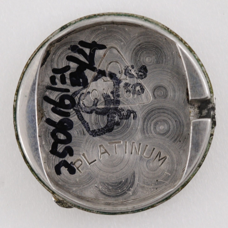 歐米茄古董腕錶,Cal. 481機芯,鉑金材質,鑲鑽,壓紋皮革錶帶,手動上鍊,指針式顯示,白色錶盤,女士款-4