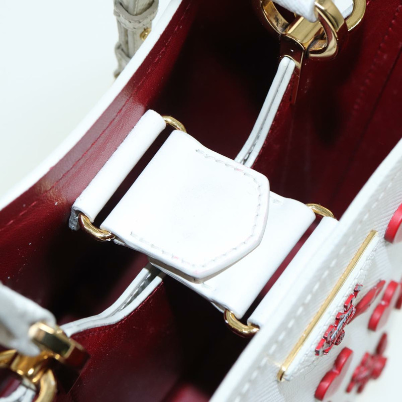 【日本直送】PRADA 手提包 Safiano 皮革 2way 白色 Auth 83161A-9