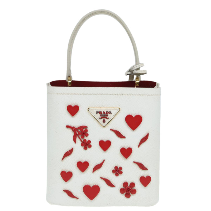 【日本直送】PRADA 手提包 Safiano 皮革 2way 白色 Auth 83161A-12