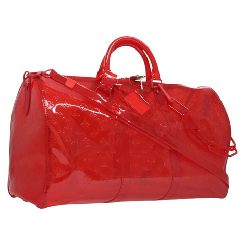 路易威登 Monogram Vinyl Keepall Bandouliere 50 旅行包 紅色 M41416 正品 ec591SAM