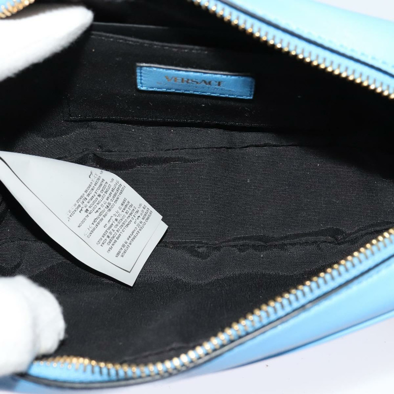 【日本直送】范思哲絎縫鏈條單肩包，皮革材質，藍色金色，正品編號 120479A-10