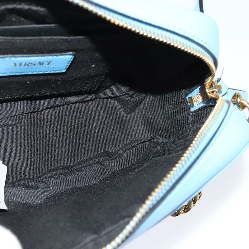 【日本直送】范思哲絎縫鏈條單肩包，皮革材質，藍色金色，正品編號 120479A-18