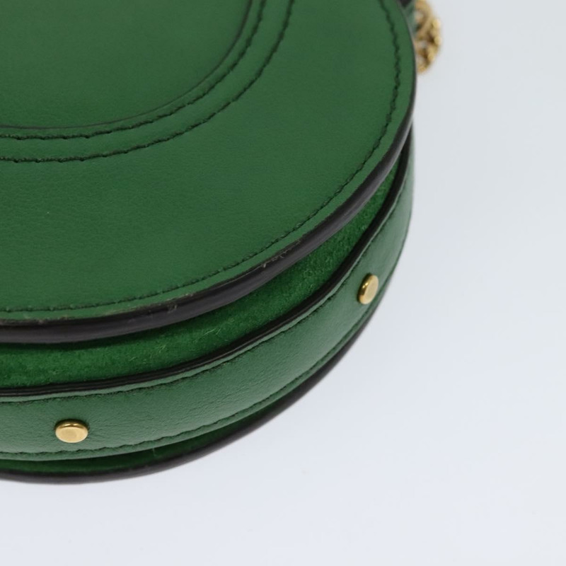 【日本直送】Chloe Pixy鏈條單肩包，皮革材質，綠色金色，正品編號120652A-18