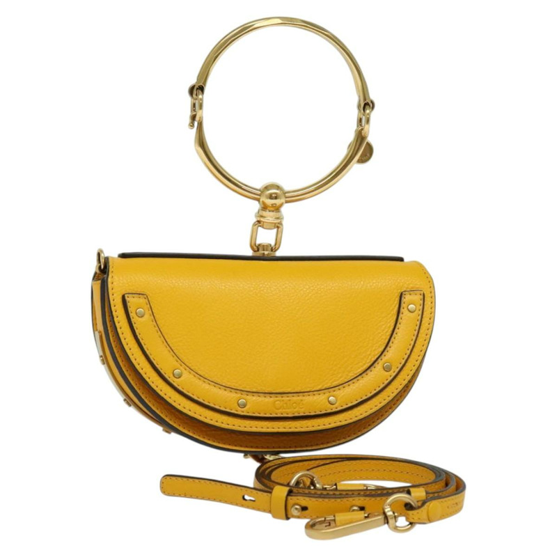 【日本直送】Chloe Nile Minaudire 手提包 皮革 2way 黃金色 Auth 117672A-0