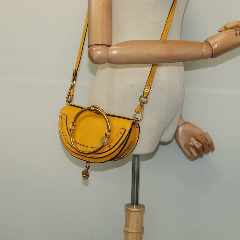 【日本直送】Chloe Nile Minaudire 手提包 皮革 2way 黃金色 Auth 117672A-23