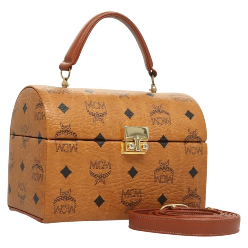 【日本直送】MCM Logoogram Vicetos 手提包 PVC 皮革 2way 棕色金色 Auth 124762A-0