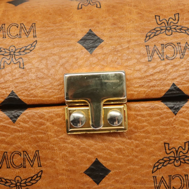 【日本直送】MCM Logoogram Vicetos 手提包 PVC 皮革 2way 棕色金色 Auth 124762A-8