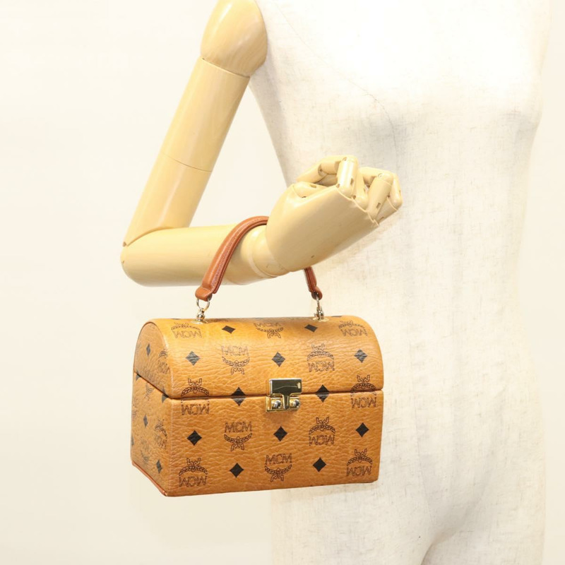 【日本直送】MCM Logoogram Vicetos 手提包 PVC 皮革 2way 棕色金色 Auth 124762A-21