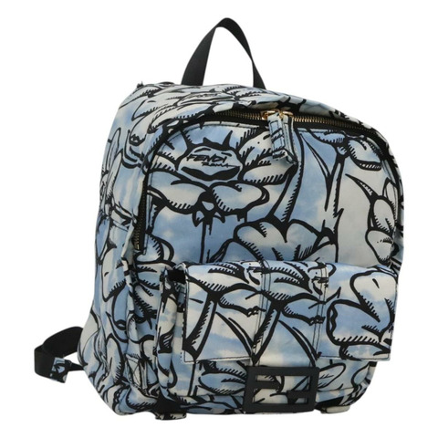 FENDI 雙肩包 尼龍 淺藍色 金色 正品 127211A