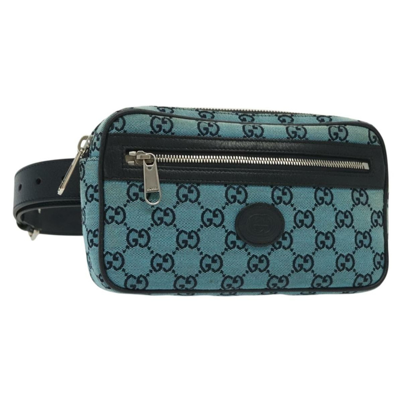 【日本直送】GUCCI GG帆布腰包 藍色銀色 658657 正品 139364A-0