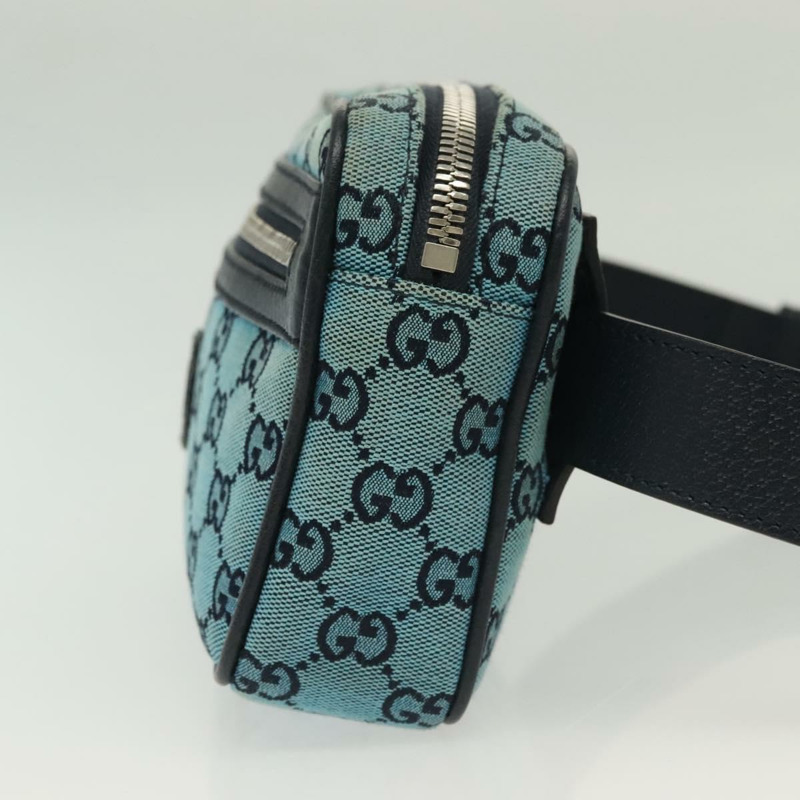 【日本直送】GUCCI GG帆布腰包 藍色銀色 658657 正品 139364A-2