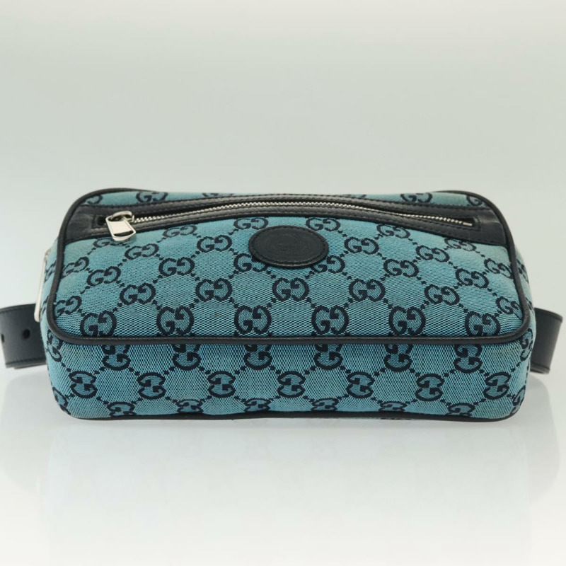 【日本直送】GUCCI GG帆布腰包 藍色銀色 658657 正品 139364A-4