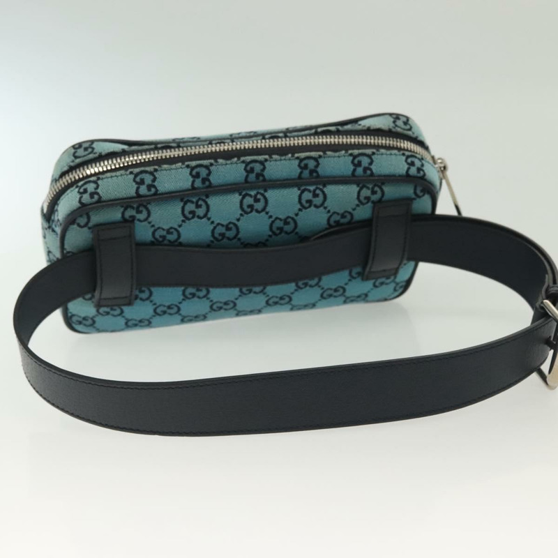 【日本直送】GUCCI GG帆布腰包 藍色銀色 658657 正品 139364A-6