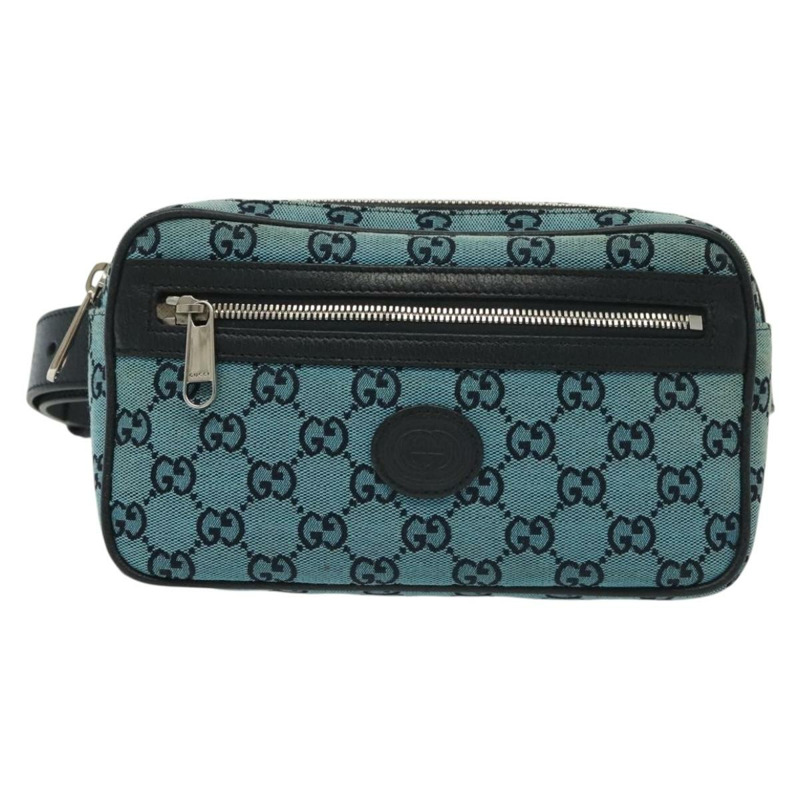 【日本直送】GUCCI GG帆布腰包 藍色銀色 658657 正品 139364A-12