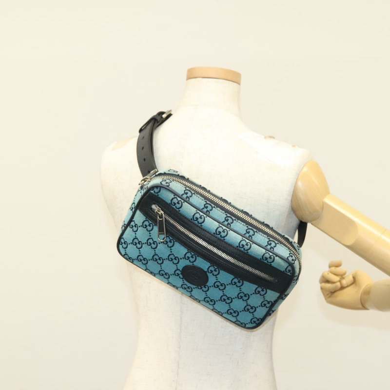 【日本直送】GUCCI GG帆布腰包 藍色銀色 658657 正品 139364A-23