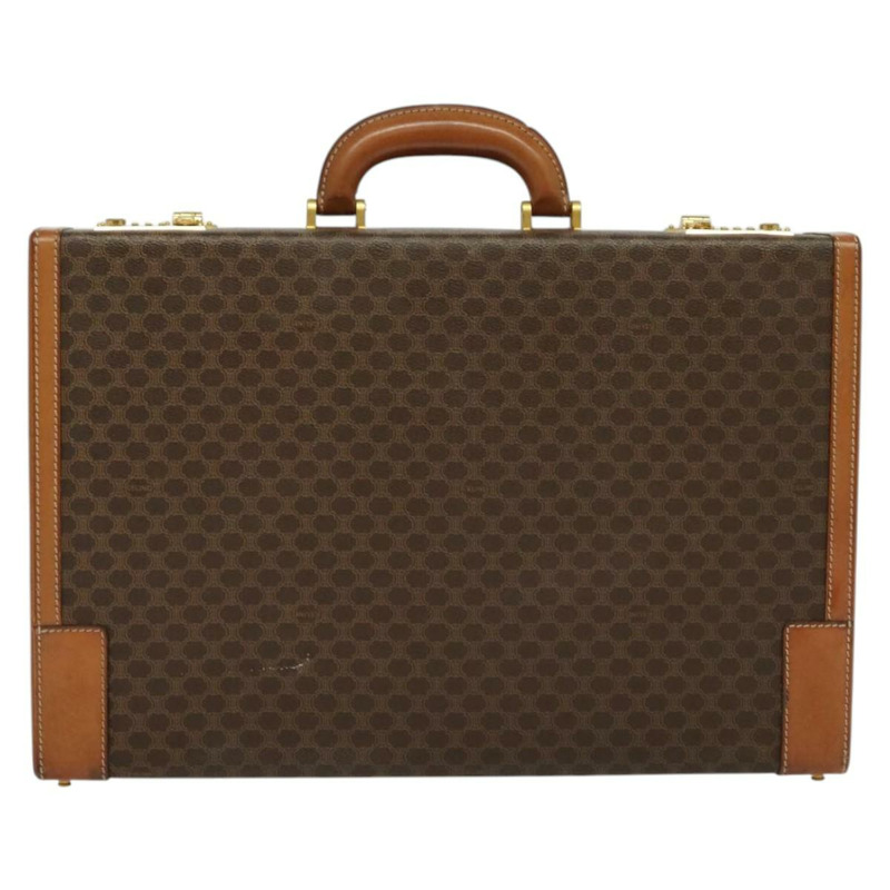 【日本直送】CELINE Macadam帆布旅行箱 PVC皮革 棕色 金色 Auth 141482A-1