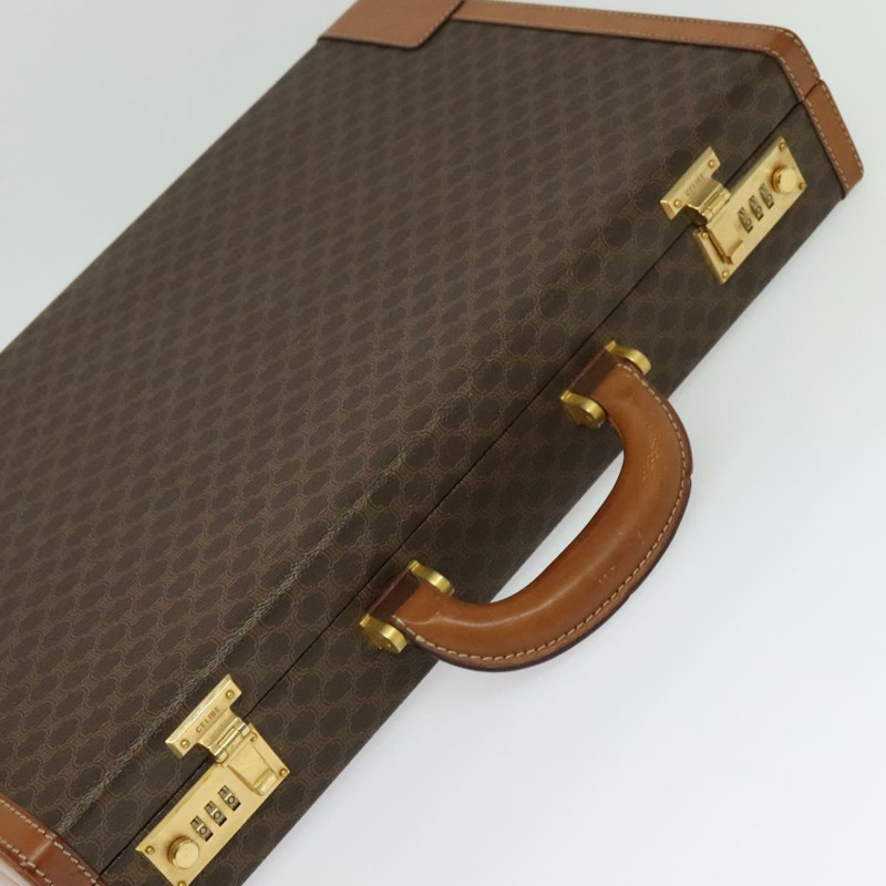 【日本直送】CELINE Macadam帆布旅行箱 PVC皮革 棕色 金色 Auth 141482A-5