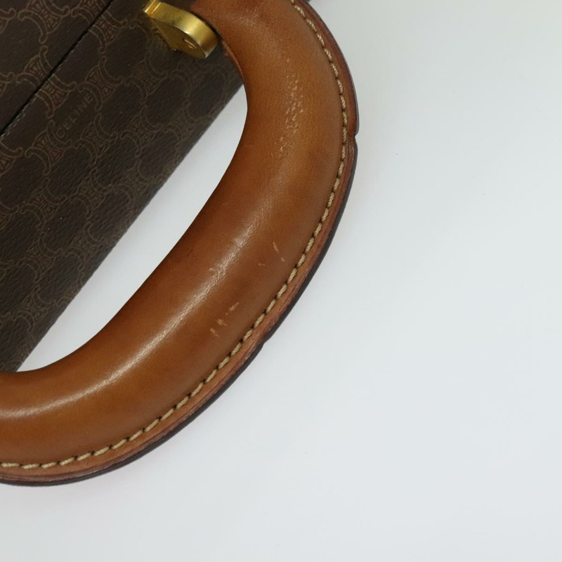 【日本直送】CELINE Macadam帆布旅行箱 PVC皮革 棕色 金色 Auth 141482A-6