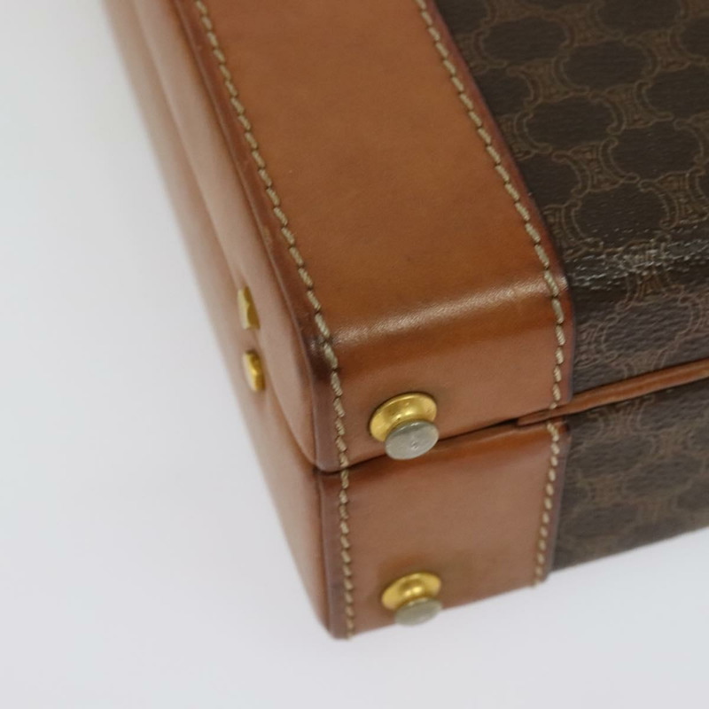 【日本直送】CELINE Macadam帆布旅行箱 PVC皮革 棕色 金色 Auth 141482A-7