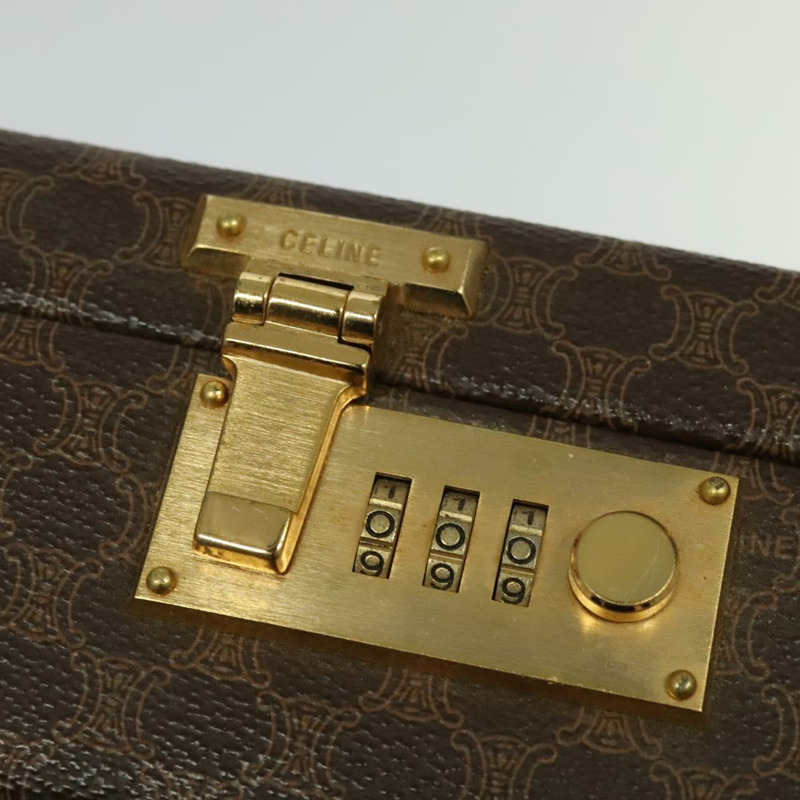 【日本直送】CELINE Macadam帆布旅行箱 PVC皮革 棕色 金色 Auth 141482A-8