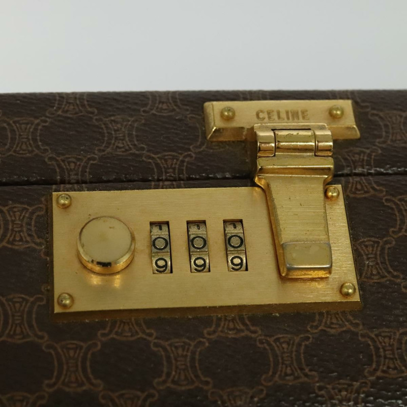 【日本直送】CELINE Macadam帆布旅行箱 PVC皮革 棕色 金色 Auth 141482A-9