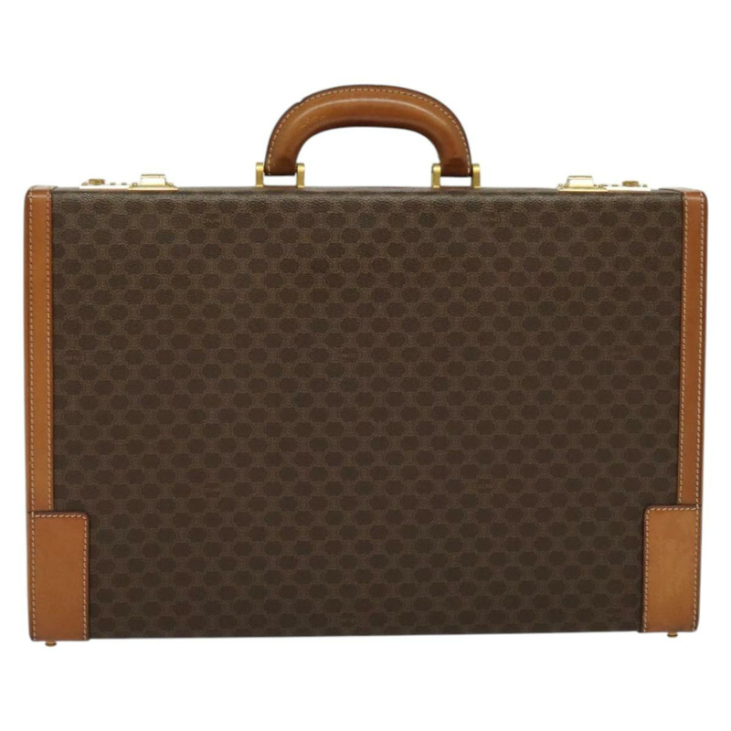 【日本直送】CELINE Macadam帆布旅行箱 PVC皮革 棕色 金色 Auth 141482A-12