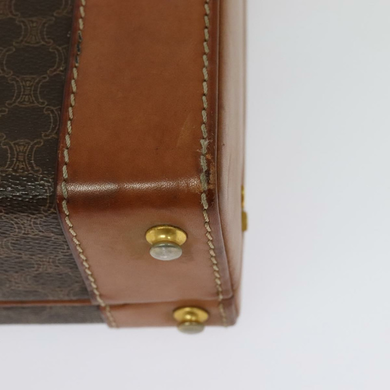【日本直送】CELINE Macadam帆布旅行箱 PVC皮革 棕色 金色 Auth 141482A-16
