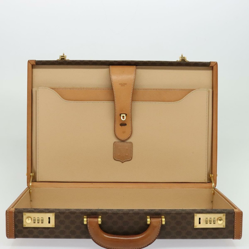 【日本直送】CELINE Macadam帆布旅行箱 PVC皮革 棕色 金色 Auth 141482A-18