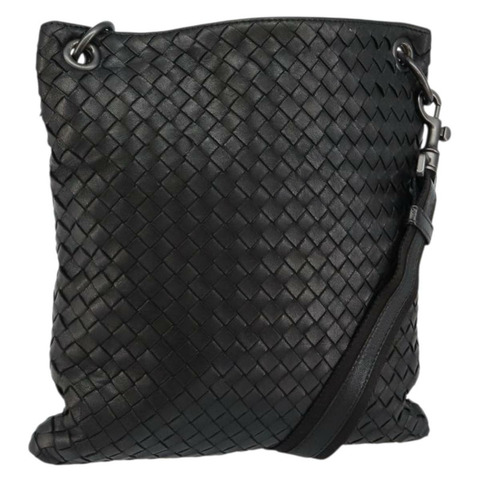 BOTTEGA VENETA INTRECCIATO 黑色皮革肩背包 正品 143339A