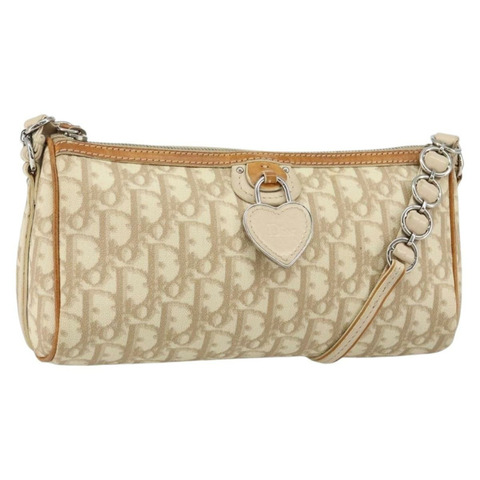 Christian Dior Trotter帆布浪漫單肩包 PVC米色銀色 正品 143590A