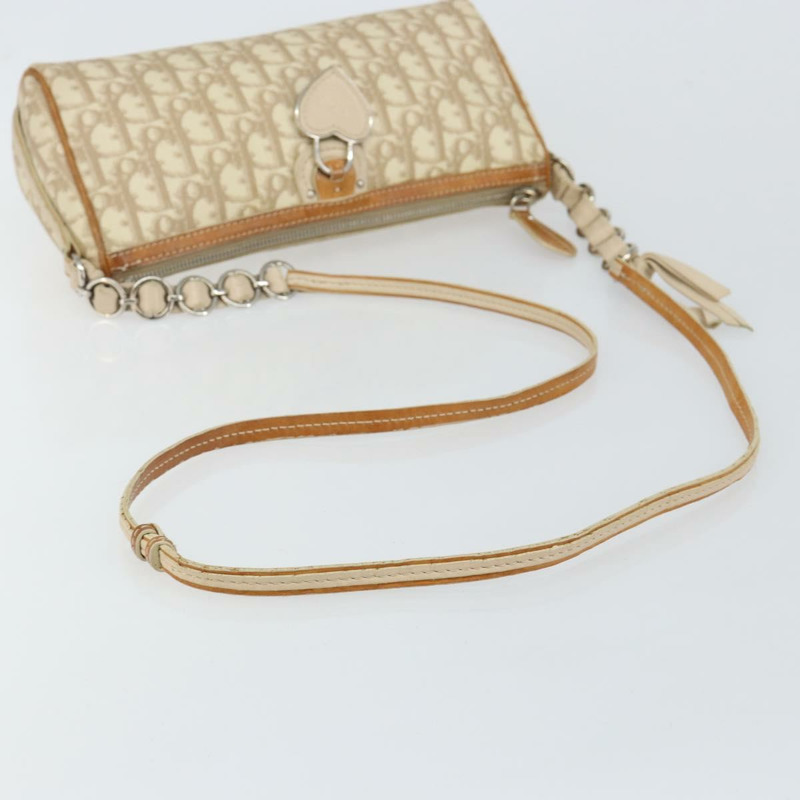 【日本直送】Christian Dior Trotter帆布浪漫單肩包 PVC米色銀色 正品 143590A-6
