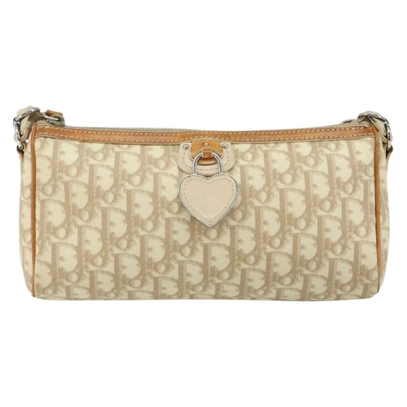 【日本直送】Christian Dior Trotter帆布浪漫單肩包 PVC米色銀色 正品 143590A-12