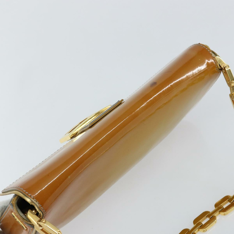 【日本直送】FENDI Mamma Baguette 鏈條單肩包 漆皮 灰色 金色 正品 144385A-5