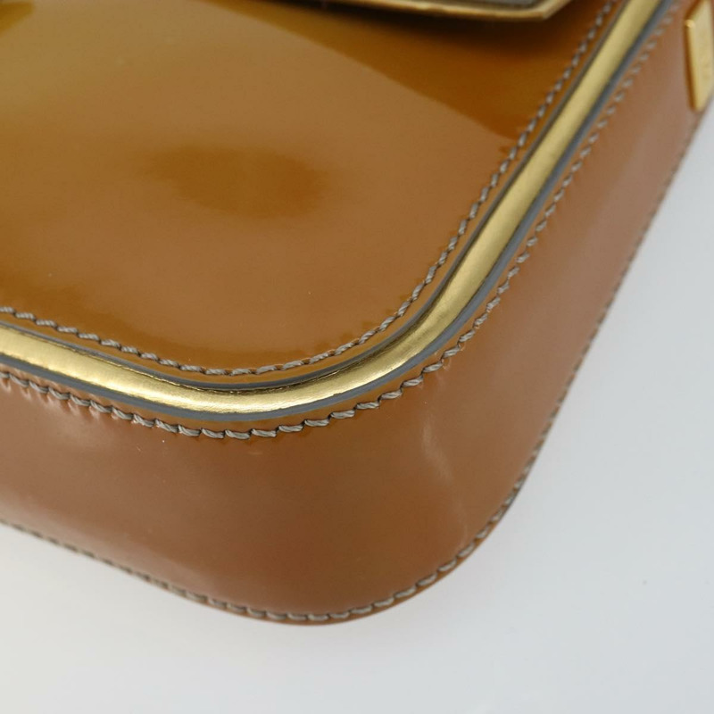 【日本直送】FENDI Mamma Baguette 鏈條單肩包 漆皮 灰色 金色 正品 144385A-14