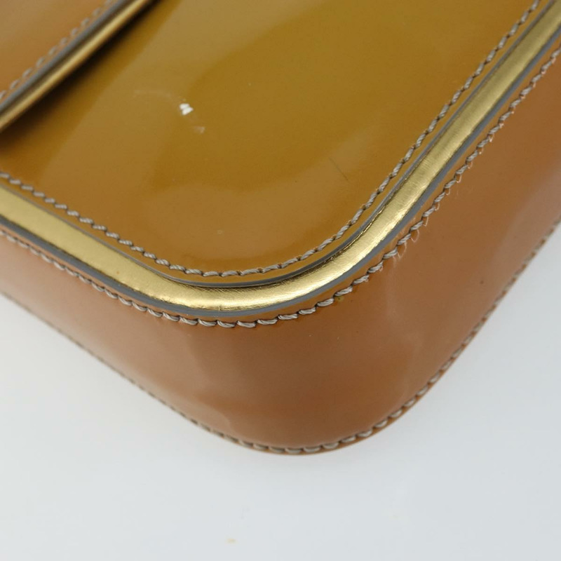 【日本直送】FENDI Mamma Baguette 鏈條單肩包 漆皮 灰色 金色 正品 144385A-15