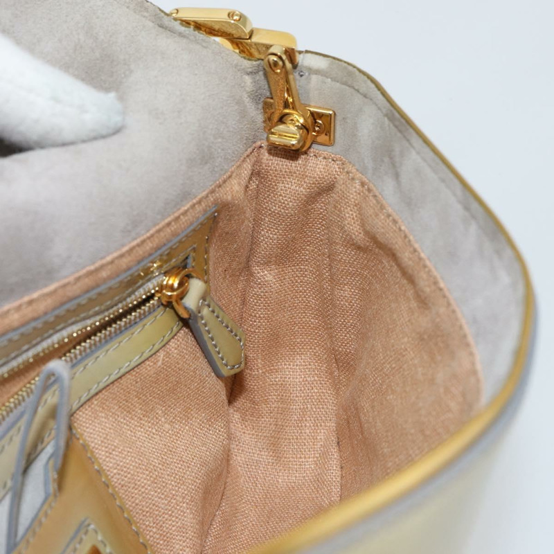 【日本直送】FENDI Mamma Baguette 鏈條單肩包 漆皮 灰色 金色 正品 144385A-21