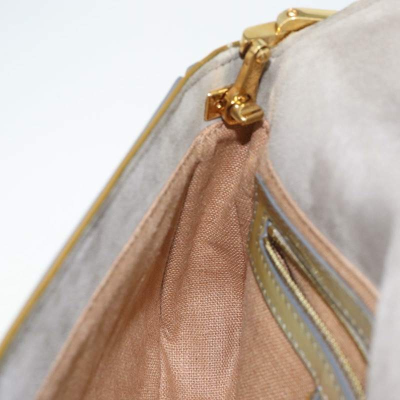 【日本直送】FENDI Mamma Baguette 鏈條單肩包 漆皮 灰色 金色 正品 144385A-22