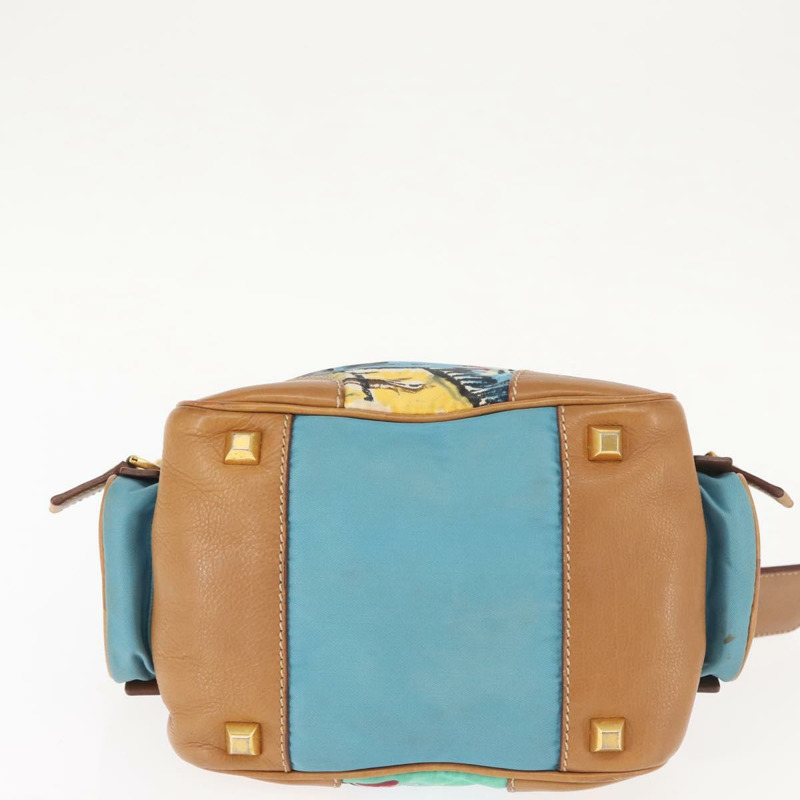 【日本直送】PRADA Venice 手提包 尼龍 淺藍色 金色 正品 145925A-4